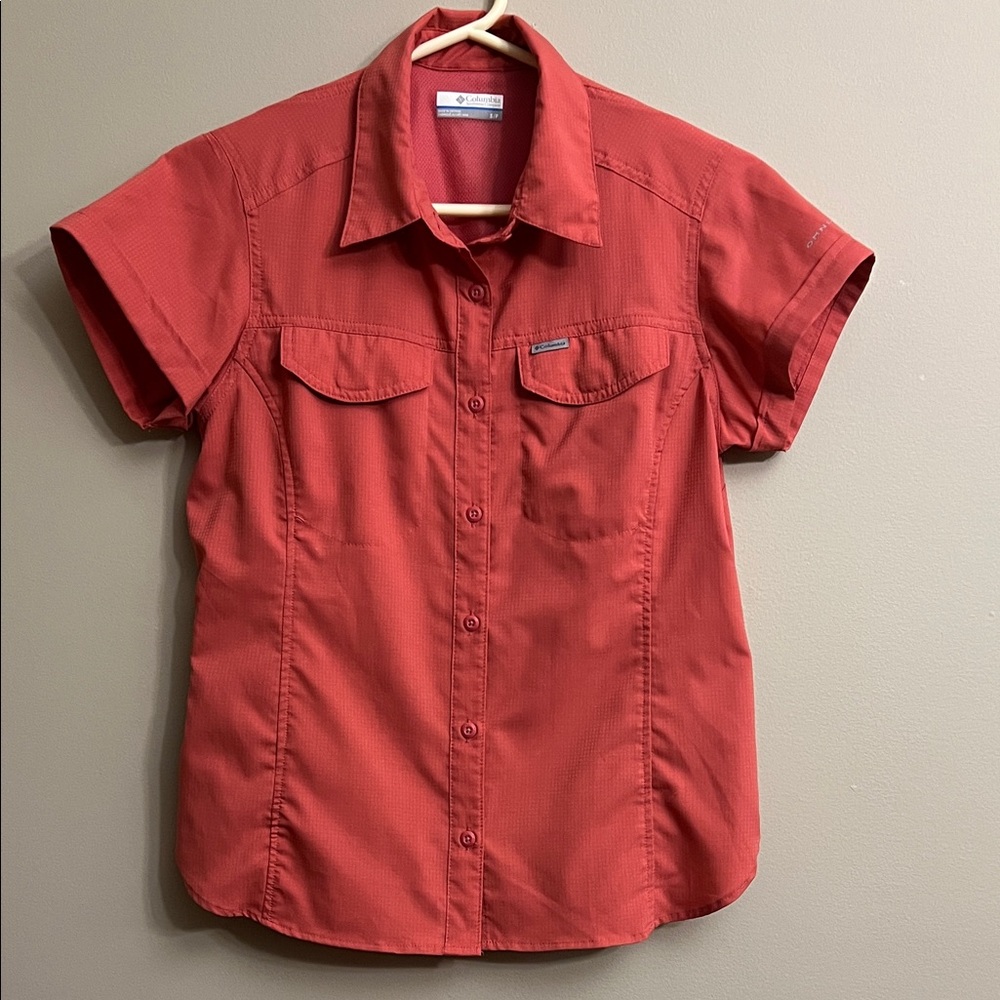 Columbia Crimson Omni-Shade Button-Up Shirt Size S